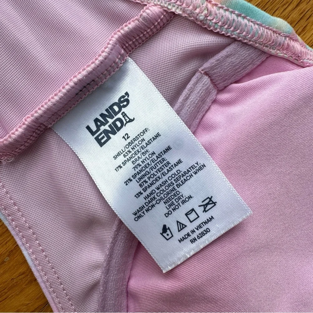 Lands End Pastel Rainbow Swirl V-Neck Bikini Top - Picture 11 of 13